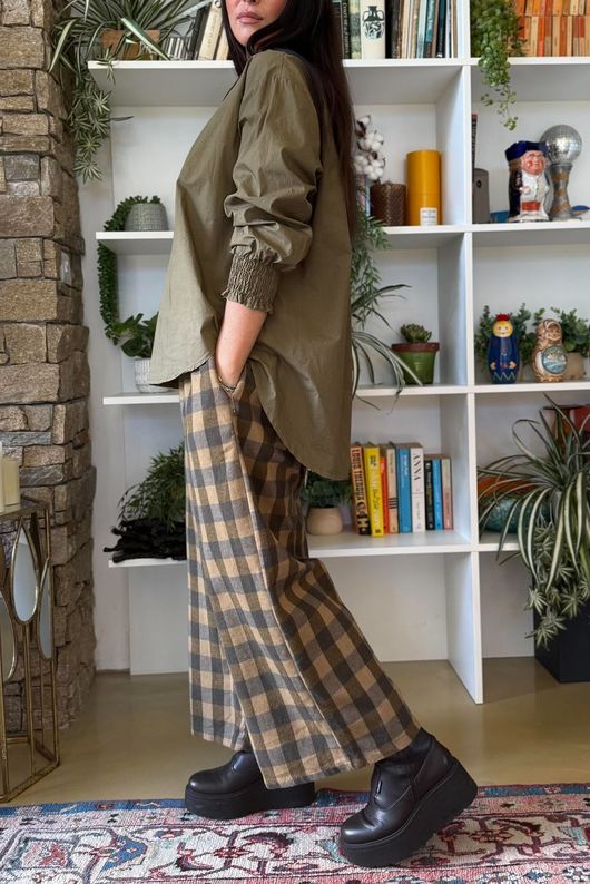 Paloma Tela Peter Pan Blouse Deep Olive